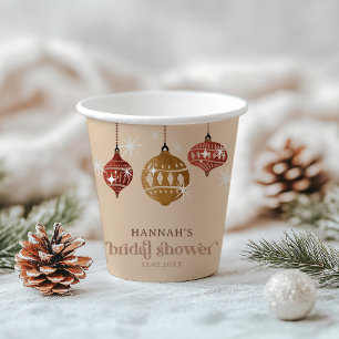 Retro Boho Christmas Bauble Ornament Bridal Shower Paper Cups
