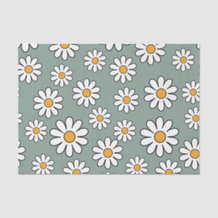 Retro Boho Cute Daisy Floral Pattern Tissue Paper