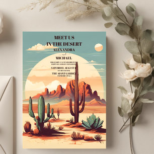 Retro Boho Desert Mountain Wedding Invitation