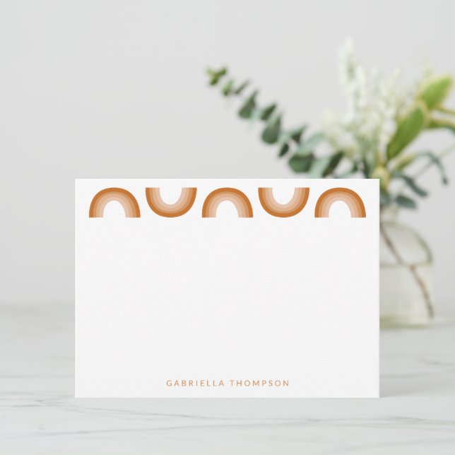 Retro Boho Desert Rainbow Terracotta Personalised  Card (Standing Front)