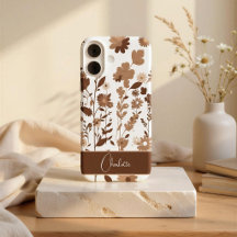 Retro Boho Earthy Floral Custom Name