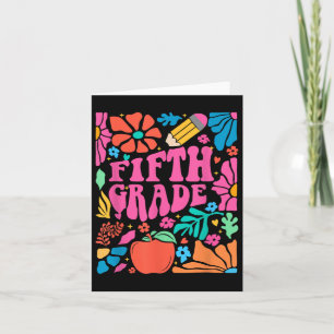 Retro Boho Floral 5th Grade Teacher First Day Of S Card