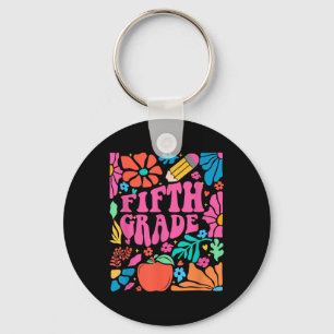 Retro Boho Floral 5th Grade Teacher First Day Of S Key Ring