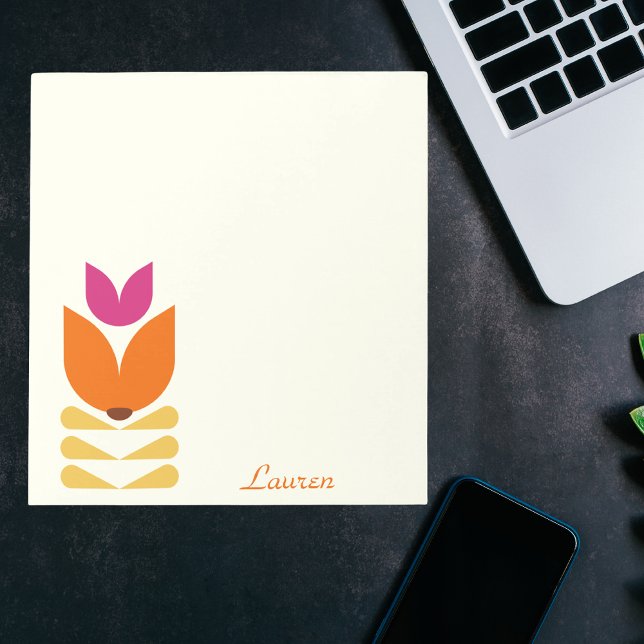 Retro Boho Floral Abstract Minimalist Personalised Notepad (Creator Uploaded)