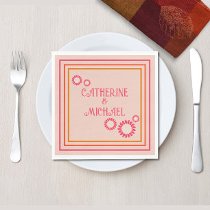 Retro Boho Floral Bold & Bright Colourful Wedding Napkin