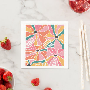 Retro Boho Floral Fall In Love Napkin