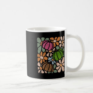 Retro Boho Floral Fall Pumpkin Autumn Thanksgiving Coffee Mug