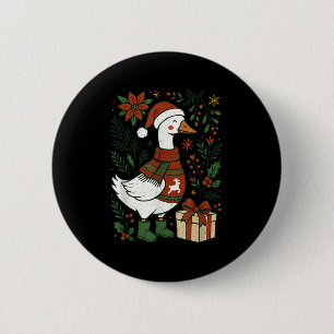 Retro Boho Floral Funny Xmas Silly Goose Lover Chr 6 Cm Round Badge