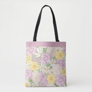 Retro Boho Floral Garden Large Desk Mat Tote Bag