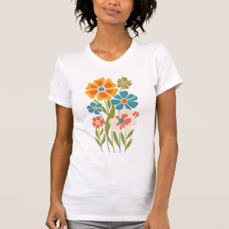 Retro Boho Floral Illustration T-Shirt