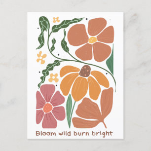 Retro Boho Floral Inspiration Quote Postcard