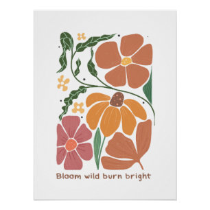 Retro Boho Floral Inspiration Quote Poster
