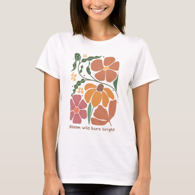 Retro Boho Floral Inspiration Quote T-Shirt (Front)