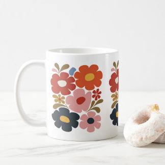 Retro Boho Floral Mid-Century Modern Coffee Mug