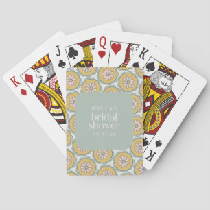 Retro Boho Floral Pastel Custom Bridal Shower Playing Cards