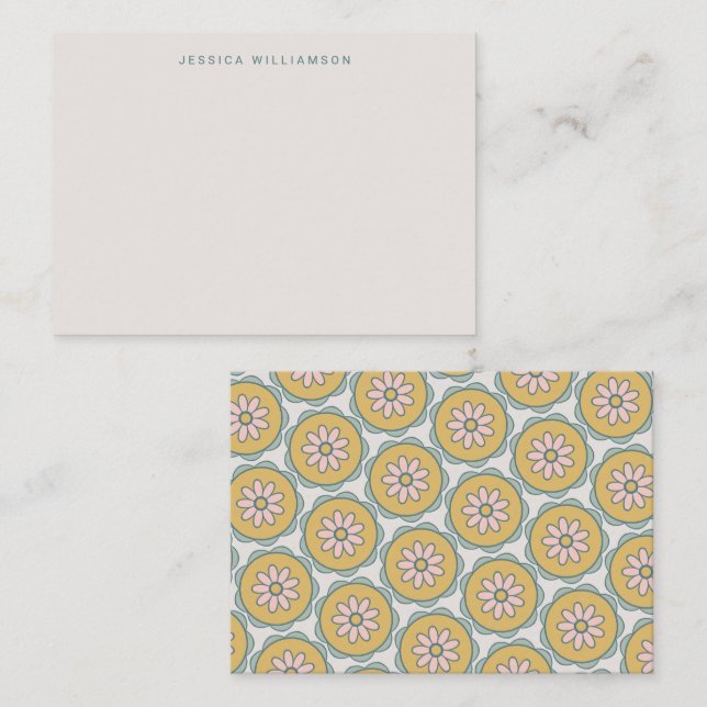 Retro Boho Floral Pastel Custom Gift Enclosure Card (Front/Back)
