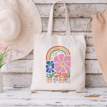 Retro Boho Floral Rainbow Inspiration Quote