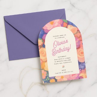 Retro Boho Flower Party Invite