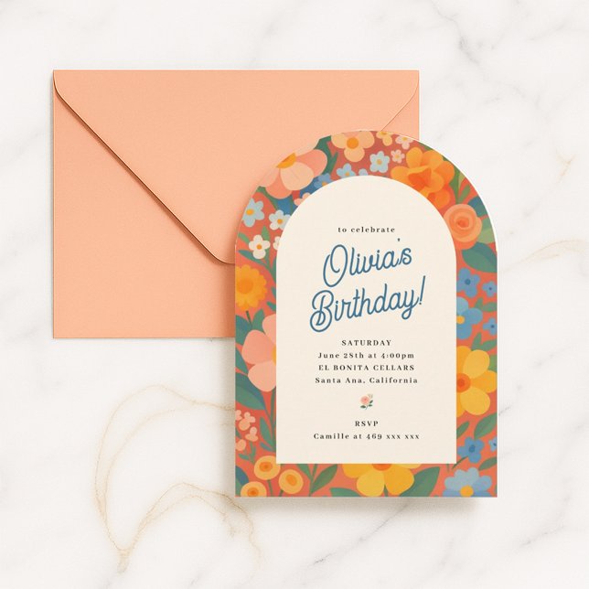 Retro Boho Flower Party Invite (Creator Uploaded)
