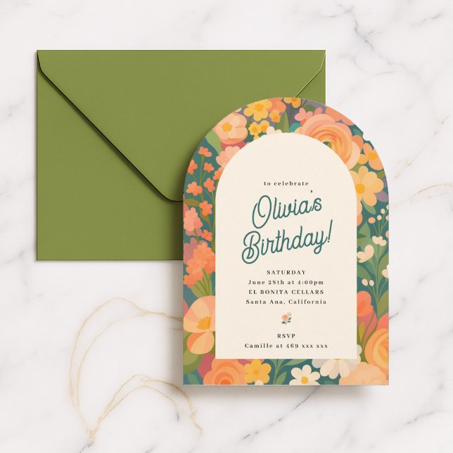 Retro Boho Flower Party Invite (Creator Uploaded)