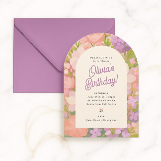 Retro Boho Flower Party Invite