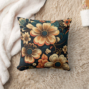 Retro boho flower power  cushion