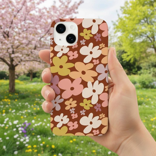 Retro Boho Flower Power Pattern iPhone Case (Creator Uploaded)