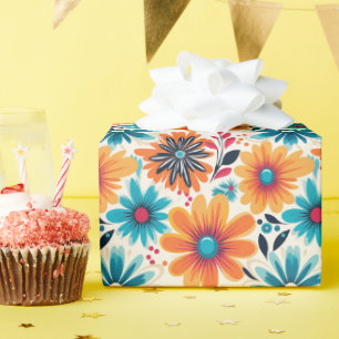 Retro Boho Flower Wrapping Paper