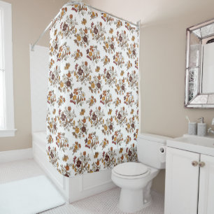 Retro Boho Flowers Mediterranean Pattern Shower Curtain