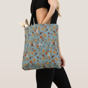 Retro Boho Flowers Pattern Tote Bag