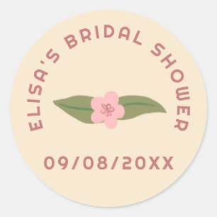 Retro Boho Fun Floral CUSTOM Bridal Shower Classic Round Sticker