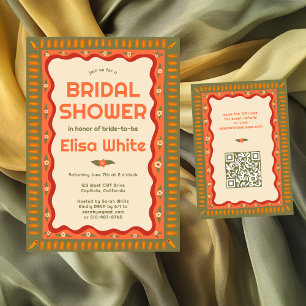 Retro Boho Fun Handmade CUSTOM Bridal Shower  Enclosure Card