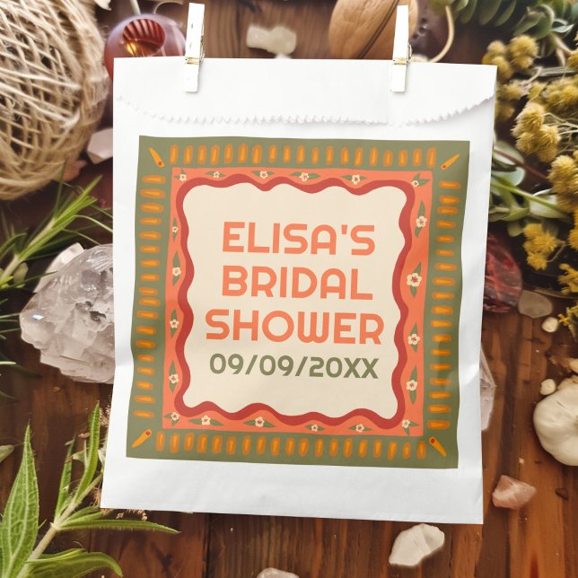 Retro Boho Fun Handmade CUSTOM Bridal Shower  Favour Bag (Retro Boho Fun Handmade CUSTOM Bridal Shower Favor Bag
)