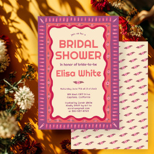 Retro Boho Fun Handmade CUSTOM Bridal Shower  Invitation