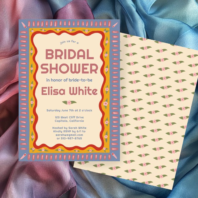 Retro Boho Fun Handmade CUSTOM Bridal Shower  Invitation (Retro Boho Fun Handmade CUSTOM Bridal Shower Invitation
)