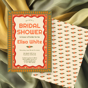 Retro Boho Fun Handmade CUSTOM Bridal Shower  Invitation