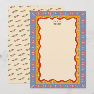 Retro Boho Fun Handmade CUSTOM Bridal Shower Thank You Card