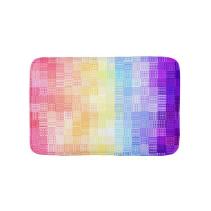 Retro Boho Funky Quirky Xenogender Plaid Pride Bath Mat