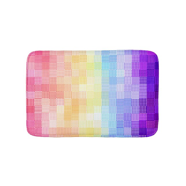Retro Boho Funky Quirky Xenogender Plaid Pride Bath Mat (Front)
