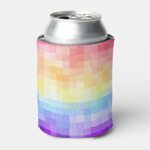 Retro Boho Funky Quirky Xenogender Plaid Pride Can Cooler