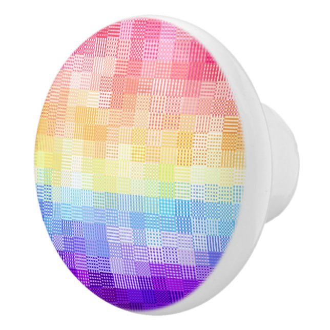 Retro Boho Funky Quirky Xenogender Plaid Pride Ceramic Knob (Right)