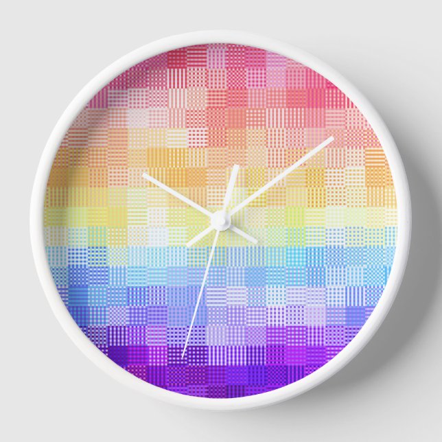 Retro Boho Funky Quirky Xenogender Plaid Pride Clock (Front)