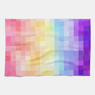 Retro Boho Funky Quirky Xenogender Plaid Pride Tea Towel