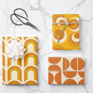 Retro Boho Geometric Pattern 60s 70s Seventies Wrapping Paper Sheet