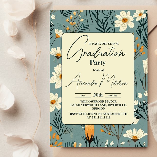 Retro Boho Graduation Party Invitation (Creator Uploaded)