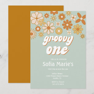 Retro Boho Groovy One Boho First Birthday Invitati Invitation