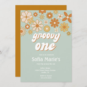 Retro Boho Groovy One Boho First Birthday Invitati Invitation