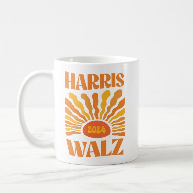 Retro Boho Harris Walz 2024 Coffee Mug (Left)