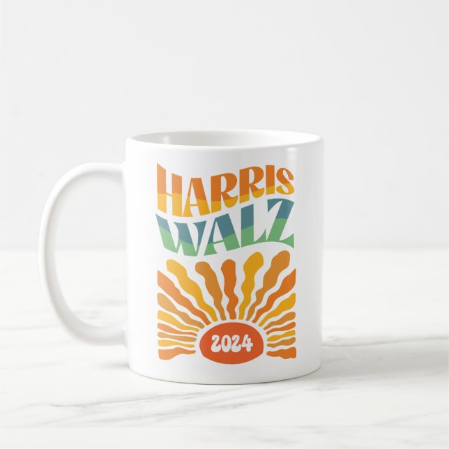 Retro Boho Harris Walz 2024 Coffee Mug (Left)