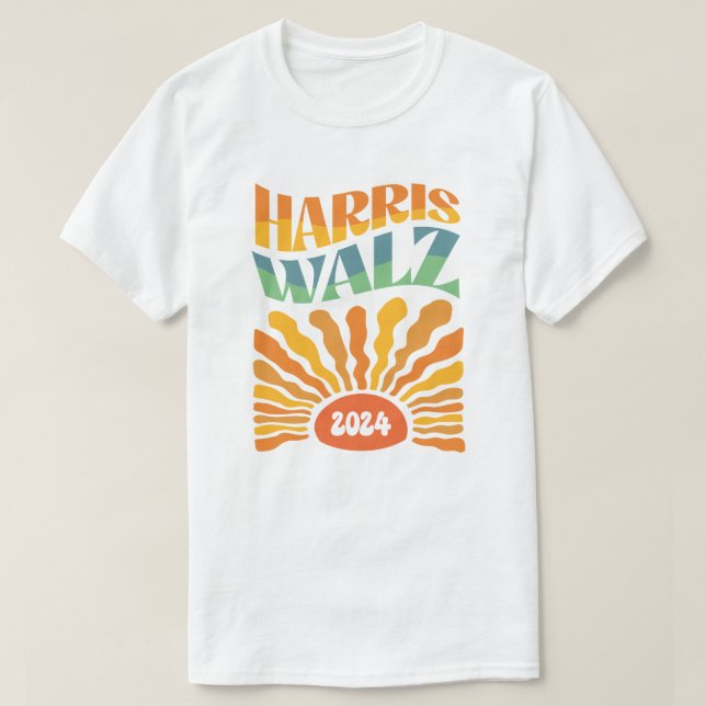 Retro Boho Harris Walz 2024 T-Shirt (Design Front)